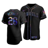 Los Angeles Los Angeles Angels #28 Andrew Heaney Men's Nike Iridescent Holographic Collection MLB Jersey - Black