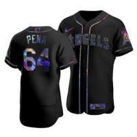 Los Angeles Los Angeles Angels #64 Felix Pena Men's Nike Iridescent Holographic Collection MLB Jersey - Black
