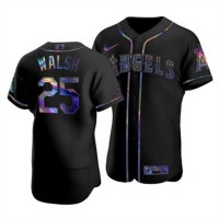 Los Angeles Los Angeles Angels #25 Jared Walsh Men's Nike Iridescent Holographic Collection MLB Jersey - Black