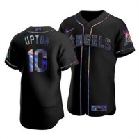 Los Angeles Los Angeles Angels #10 Justin Upton Men's Nike Iridescent Holographic Collection MLB Jersey - Black