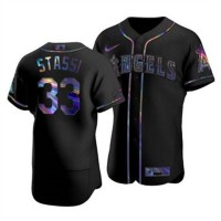 Los Angeles Los Angeles Angels #33 Max Stassi Men's Nike Iridescent Holographic Collection MLB Jersey - Black