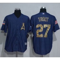 Los Angeles Angels of Anaheim #27 Mike Trout Denim Blue Salute to Service Stitched MLB Jersey