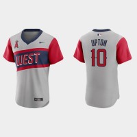 Los Angeles Los Angeles Angels #10 Justin Upton Men's Nike Gray 2021 Little League Classic Authentic MLB Jersey