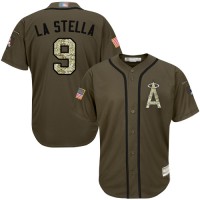 Los Angeles Angels of Anaheim #9 Tommy La Stella Green Salute to Service Stitched MLB Jersey