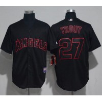 Los Angeles Angels of Anaheim #27 Mike Trout Black Strip Stitched MLB Jersey