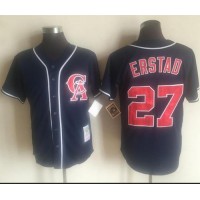 Mitchell And Ness Los Angeles Angels of Anaheim #27 Darin Erstad Navy Blue Throwback Stitched MLB Jersey