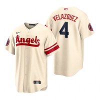 Los Angeles Los Angeles Angels #4 Andrew Velazquez Cream Men's MLB Nike 2022 City Connect Game Jersey