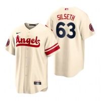 Los Angeles Los Angeles Angels #63 Chase Silseth Cream Men's MLB Nike 2022 City Connect Game Jersey
