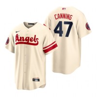 Los Angeles Los Angeles Angels #47 Griffin Canning Cream Men's MLB Nike 2022 City Connect Game Jersey