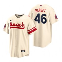 Los Angeles Los Angeles Angels #46 Jimmy Herget Cream Men's MLB Nike 2022 City Connect Game Jersey