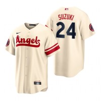 Los Angeles Los Angeles Angels #24 Kurt Suzuki Cream Men's MLB Nike 2022 City Connect Game Jersey