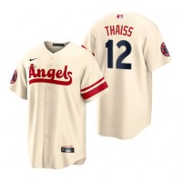 Los Angeles Los Angeles Angels #12 Matt Thaiss Cream Men's MLB Nike 2022 City Connect Game Jersey