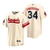 Los Angeles Los Angeles Angels #34 Noah Syndergaard Cream Men's MLB Nike 2022 City Connect Game Jersey