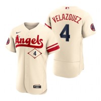 Los Angeles Los Angeles Angels #4 Andrew Velazquez Cream Men's MLB Nike Authentic 2022 City Connect Jersey
