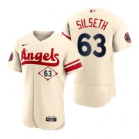 Los Angeles Los Angeles Angels #63 Chase Silseth Cream Men's MLB Nike Authentic 2022 City Connect Jersey