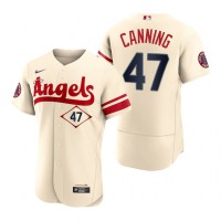 Los Angeles Los Angeles Angels #47 Griffin Canning Cream Men's MLB Nike Authentic 2022 City Connect Jersey