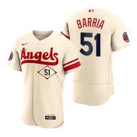 Los Angeles Los Angeles Angels #51 Jaime Barria Cream Men's MLB Nike Authentic 2022 City Connect Jersey