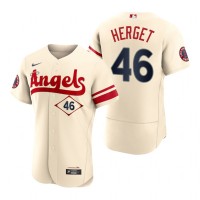 Los Angeles Los Angeles Angels #46 Jimmy Herget Cream Men's MLB Nike Authentic 2022 City Connect Jersey
