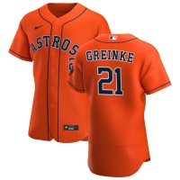 Houston Houston Astros #21 Zack Greinke Men's Nike Orange Alternate 2020 Authentic Team MLB Jersey