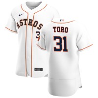 Houston Houston Astros #31 Abraham Toro Men's Nike White Home 2020 Authentic Player MLB Jersey