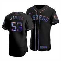 Houston Houston Astros #53 Cristian Javier Men's Nike Iridescent Holographic Collection MLB Jersey - Black