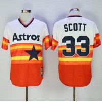 Houston Astros #33 Mike Scott White/Orange 1980 Turn Back The Clock Stitched MLB Jersey