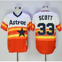 Mitchell And Ness 1980 Houston Astros #33 Mike Scott White/Orange Throwback Stitched MLB Jersey
