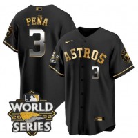 Houston Houston Astros #3 Jeremy Pena Black Gold 2022 World Series Stitched Men's Nike MLB Jersey