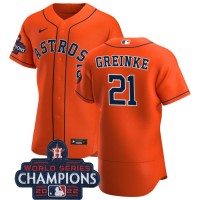 Houston Houston Astros #21 Zack Greinke Orange 2022 World Series Champions Orange Alternate Authentic Team MLB Jersey