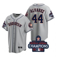 Houston Houston Astros #44 Yordan Alvarez Men's Nike 150th Anniversary 2022 World Series Champions Game MLB Jersey - Gray