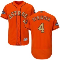 Houston Astros #4 George Springer Orange FlexBase Authentic 2018 Gold Program Cool Base Stitched MLB Jersey