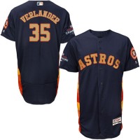 Houston Astros #35 Justin Verlander Navy Blue FlexBase Authentic 2018 Gold Program Cool Base Stitched MLB Jersey