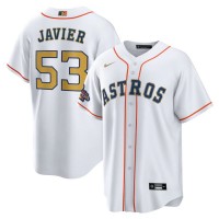 Houston Houston Astros #53 Cristian Javier Nike White/Gold Men's 2023 Gold Collection Replica Player Jersey