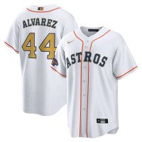 Houston Houston Astros #44 Yordan Alvarez Nike White/Gold Men's 2023 Gold Collection Replica Player Jersey
