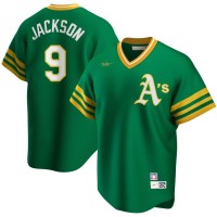 Oakland Oakland Athletics #9 Reggie Jackson Nike Road Cooperstown Collection Player MLB Jersey Kelly Green