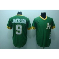 Mitchell and Ness Oakland Athletics #9 Reggie Jackson Stitched Green Throwback MLB Jersey