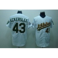 Mitchell and Ness Oakland Athletics #43 Dennis Eckersley Stitched White Throwback MLB Jersey