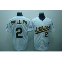 Mitchell and Ness Oakland Athletics #2 Tony Phillips Stitched White Throwback MLB Jersey
