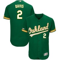 Men's Oakland Oakland Athletics #2 Khris Davis Majestic Kelly Green Alternate Flex Base Authentic Collection Player Jersey