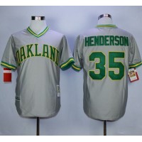 Mitchell And Ness Oakland Athletics #35 Rickey Henderson Grey Stitched MLB Jersey