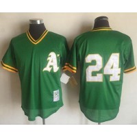 Mitchell And Ness 1991 Oakland Athletics #24 Rickey Henderson Green Throwback Stitched MLB Jersey