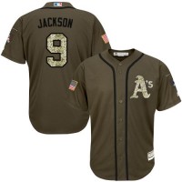 Oakland Athletics #9 Reggie Jackson Green Salute to Service Stitched MLB Jersey
