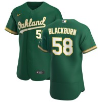 Oakland Oakland Athletics #58 Paul Blackburn Men's Nike Kelly Green Alternate 2020 Authentic Player MLB Jersey