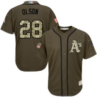Oakland Athletics #28 Matt Olson Green Salute to Service Stitched MLB Jersey