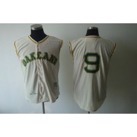 Mitchell And Ness 1968 Oakland Athletics #9 Reggie Jackson Cream Throwback Stitched MLB Jersey