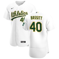 Oakland Oakland Athletics #40 Chris Bassitt Men's Nike White Home 2020 Authentic Player MLB Jersey