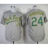 Oakland Athletics #24 Rickey Henderson Grey Cool Base Stitched MLB Jersey