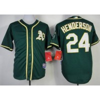 Oakland Athletics #24 Rickey Henderson Green Cool Base Stitched MLB Jersey