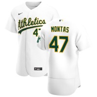 Oakland Oakland Athletics #47 Frankie Montas Men's Nike White Home 2020 Authentic Player MLB Jersey