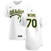 Oakland Oakland Athletics #70 Jordan Weems Men's Nike White Home 2020 Authentic Player MLB Jersey